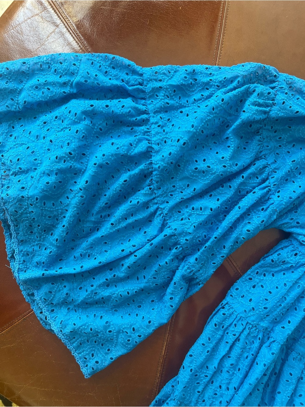 Alice + Olivia Bright Blue Eyelet Doll Dress 6 - Picture 6 of 6